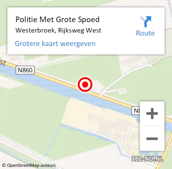 Locatie op kaart van de 112 melding: Politie Met Grote Spoed Naar Westerbroek, Rijksweg West op 29 september 2024 09:19