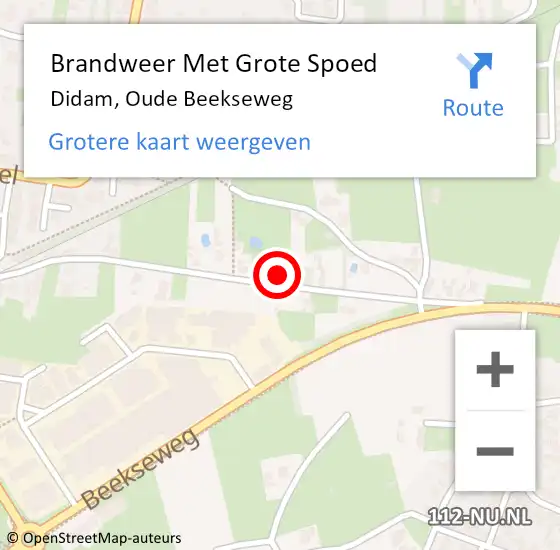 Locatie op kaart van de 112 melding: Brandweer Met Grote Spoed Naar Didam, Oude Beekseweg op 29 september 2024 09:30