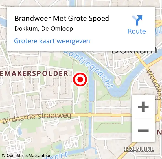 Locatie op kaart van de 112 melding: Brandweer Met Grote Spoed Naar Dokkum, De Omloop op 29 september 2024 09:35