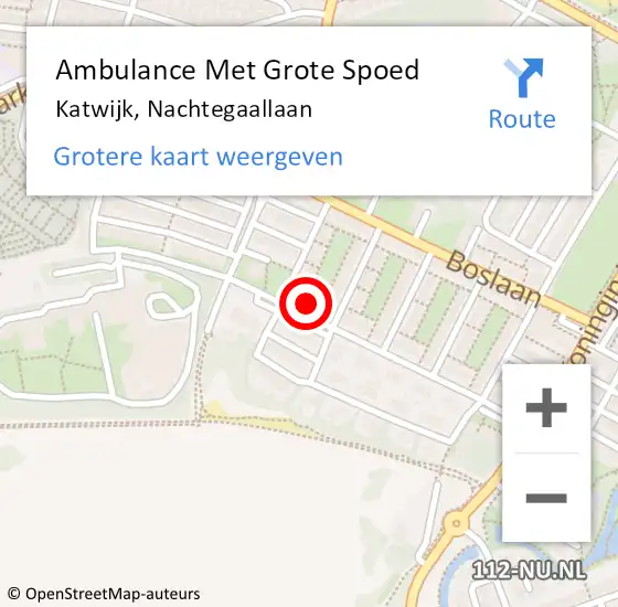 Locatie op kaart van de 112 melding: Ambulance Met Grote Spoed Naar Katwijk, Nachtegaallaan op 29 september 2024 09:45