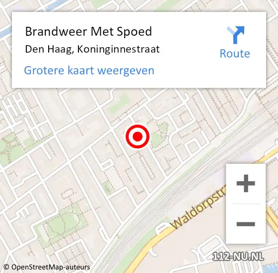 Locatie op kaart van de 112 melding: Brandweer Met Spoed Naar Den Haag, Koninginnestraat op 29 september 2024 09:57