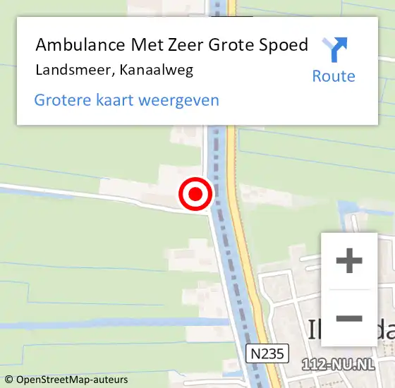 Locatie op kaart van de 112 melding: Ambulance Met Zeer Grote Spoed Naar Landsmeer, Kanaalweg op 29 september 2024 09:58