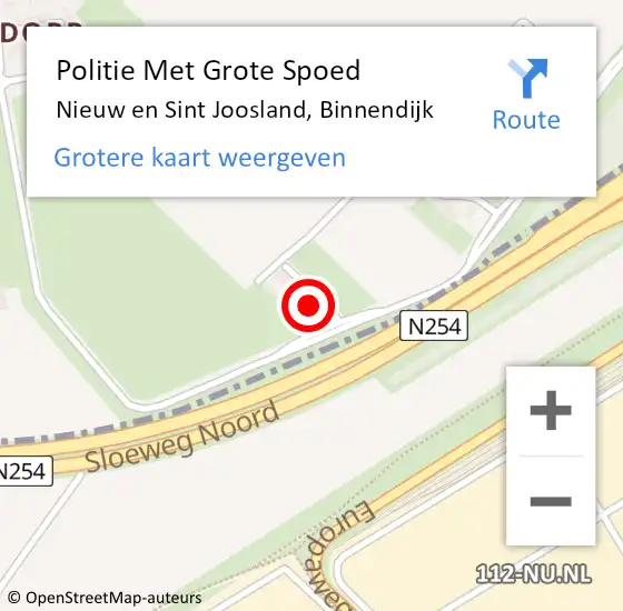 Locatie op kaart van de 112 melding: Politie Met Grote Spoed Naar Nieuw en Sint Joosland, Binnendijk op 29 september 2024 10:05