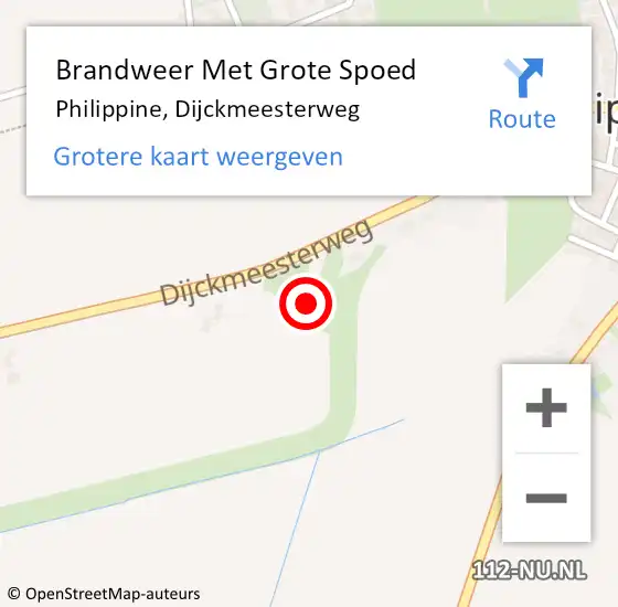 Locatie op kaart van de 112 melding: Brandweer Met Grote Spoed Naar Philippine, Dijckmeesterweg op 29 september 2024 10:14