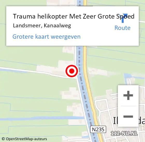 Locatie op kaart van de 112 melding: Trauma helikopter Met Zeer Grote Spoed Naar Landsmeer, Kanaalweg op 29 september 2024 10:16