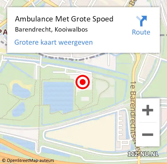 Locatie op kaart van de 112 melding: Ambulance Met Grote Spoed Naar Barendrecht, Kooiwalbos op 29 september 2024 10:21