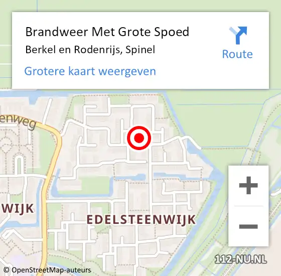 Locatie op kaart van de 112 melding: Brandweer Met Grote Spoed Naar Berkel en Rodenrijs, Spinel op 29 september 2024 10:23