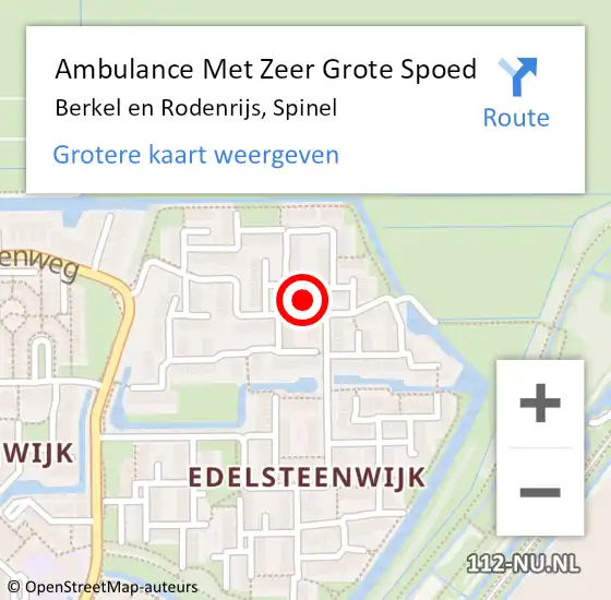 Locatie op kaart van de 112 melding: Ambulance Met Zeer Grote Spoed Naar Berkel en Rodenrijs, Spinel op 29 september 2024 10:23