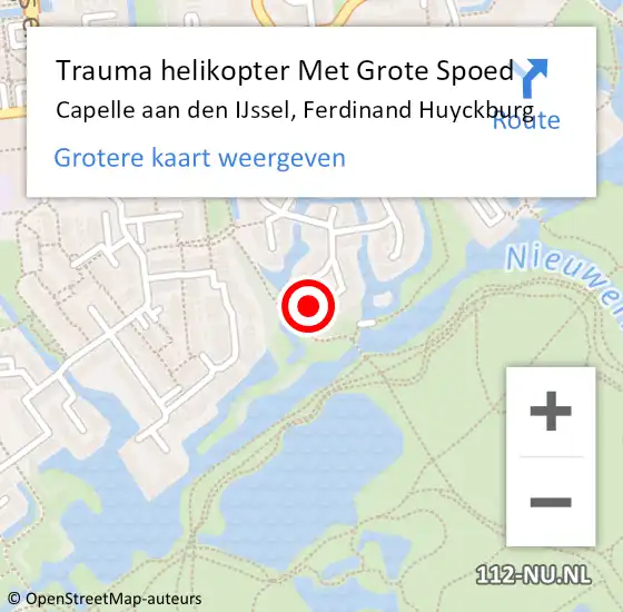 Locatie op kaart van de 112 melding: Trauma helikopter Met Grote Spoed Naar Capelle aan den IJssel, Ferdinand Huyckburg op 29 september 2024 10:23