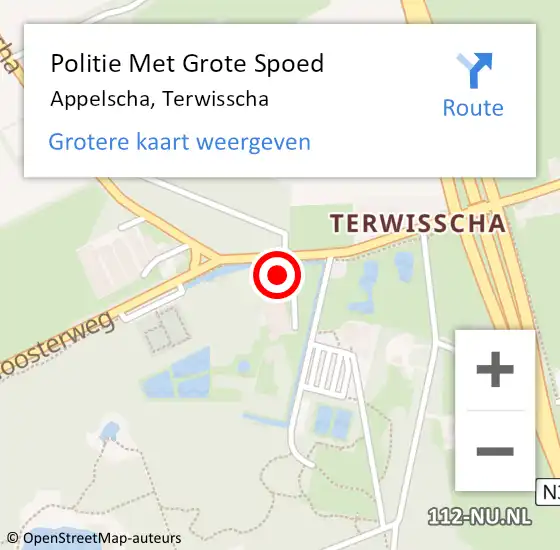 Locatie op kaart van de 112 melding: Politie Met Grote Spoed Naar Appelscha, Terwisscha op 29 september 2024 10:26