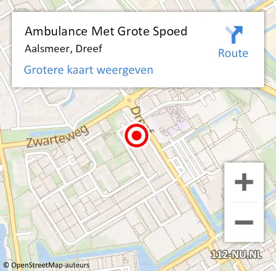 Locatie op kaart van de 112 melding: Ambulance Met Grote Spoed Naar Aalsmeer, Dreef op 29 september 2024 10:31