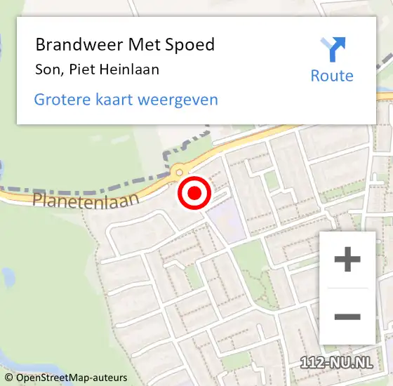 Locatie op kaart van de 112 melding: Brandweer Met Spoed Naar Son, Piet Heinlaan op 29 september 2024 10:38