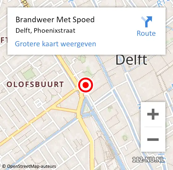 Locatie op kaart van de 112 melding: Brandweer Met Spoed Naar Delft, Phoenixstraat op 29 september 2024 10:47