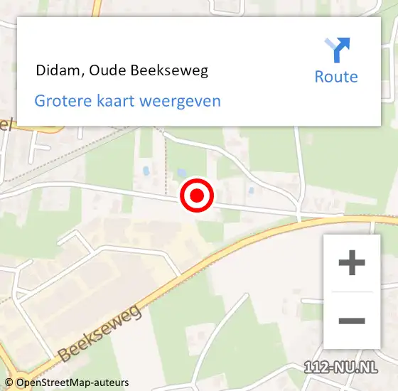 Locatie op kaart van de 112 melding:  Didam, Oude Beekseweg op 29 september 2024 10:52