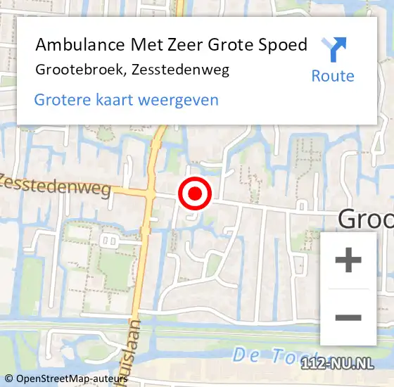 Locatie op kaart van de 112 melding: Ambulance Met Zeer Grote Spoed Naar Grootebroek, Zesstedenweg op 29 september 2024 11:00