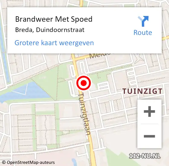 Locatie op kaart van de 112 melding: Brandweer Met Spoed Naar Breda, Duindoornstraat op 29 september 2024 11:13