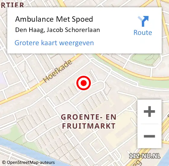 Locatie op kaart van de 112 melding: Ambulance Met Spoed Naar Den Haag, Jacob Schorerlaan op 29 september 2024 11:16