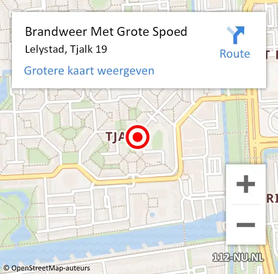 Locatie op kaart van de 112 melding: Brandweer Met Grote Spoed Naar Lelystad, Tjalk 19 op 29 september 2024 11:24