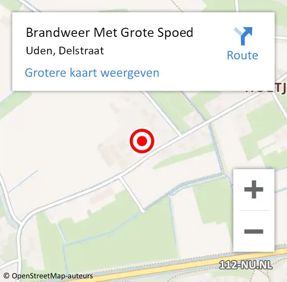 Locatie op kaart van de 112 melding: Brandweer Met Grote Spoed Naar Uden, Delstraat op 29 september 2024 11:34