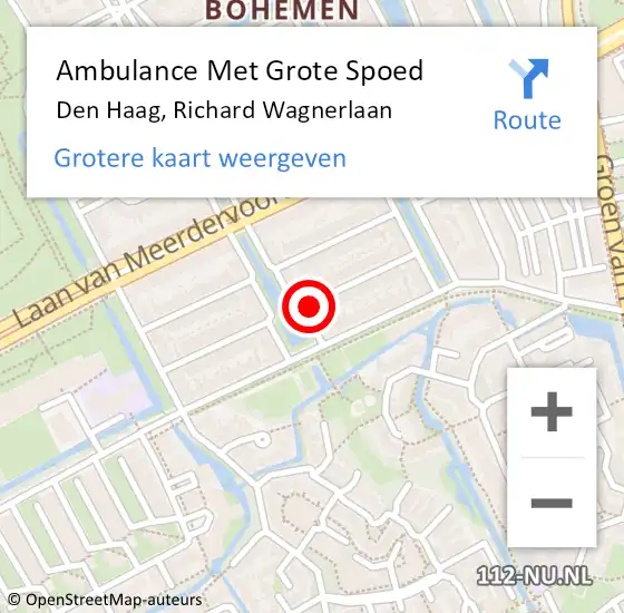 Locatie op kaart van de 112 melding: Ambulance Met Grote Spoed Naar Den Haag, Richard Wagnerlaan op 29 september 2024 11:57