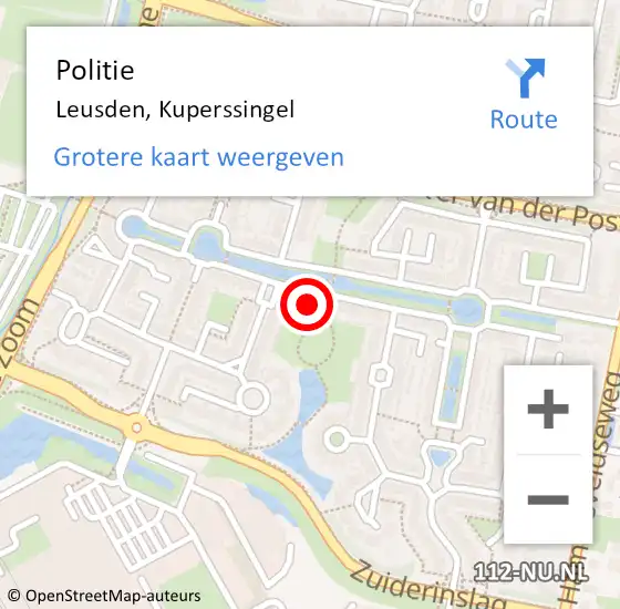 Locatie op kaart van de 112 melding: Politie Leusden, Kuperssingel op 29 september 2024 12:01