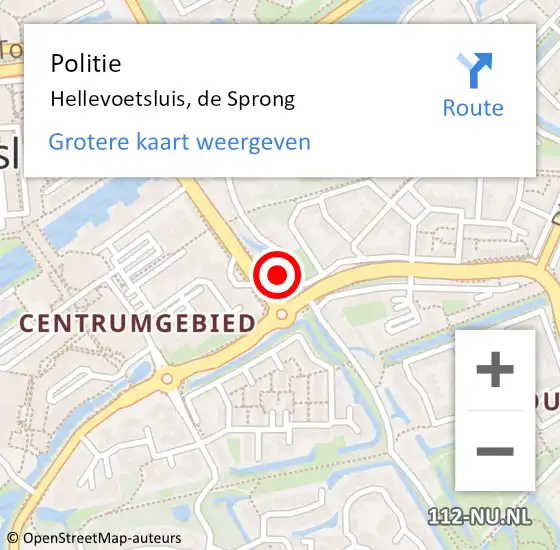 Locatie op kaart van de 112 melding: Politie Hellevoetsluis, de Sprong op 29 september 2024 12:07