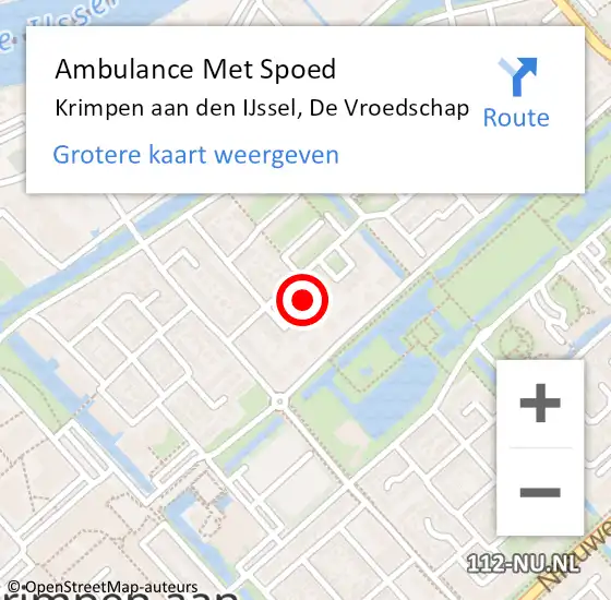 Locatie op kaart van de 112 melding: Ambulance Met Spoed Naar Krimpen aan den IJssel, De Vroedschap op 29 september 2024 12:10