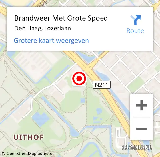 Locatie op kaart van de 112 melding: Brandweer Met Grote Spoed Naar Den Haag, Lozerlaan op 29 september 2024 12:14