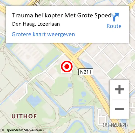 Locatie op kaart van de 112 melding: Trauma helikopter Met Grote Spoed Naar Den Haag, Lozerlaan op 29 september 2024 12:15