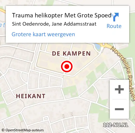 Locatie op kaart van de 112 melding: Trauma helikopter Met Grote Spoed Naar Sint Oedenrode, Jane Addamsstraat op 29 september 2024 12:28