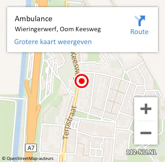 Locatie op kaart van de 112 melding: Ambulance Wieringerwerf, Oom Keesweg op 29 september 2024 12:29