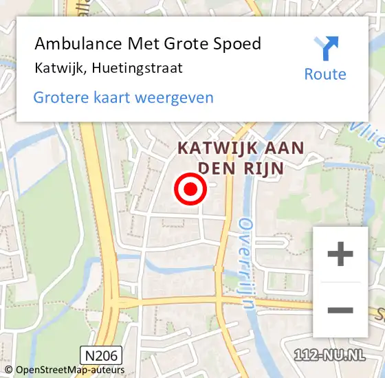 Locatie op kaart van de 112 melding: Ambulance Met Grote Spoed Naar Katwijk, Huetingstraat op 29 september 2024 12:39