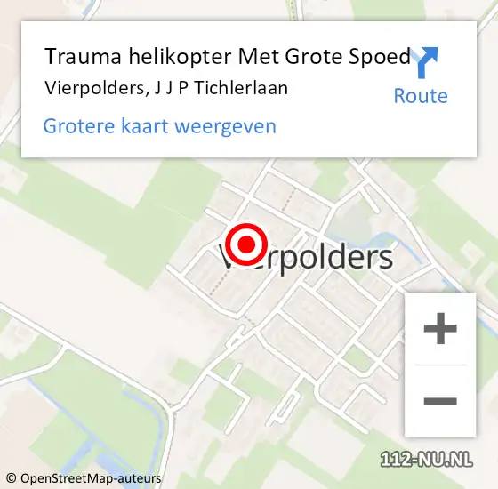 Locatie op kaart van de 112 melding: Trauma helikopter Met Grote Spoed Naar Vierpolders, J J P Tichlerlaan op 29 september 2024 12:40