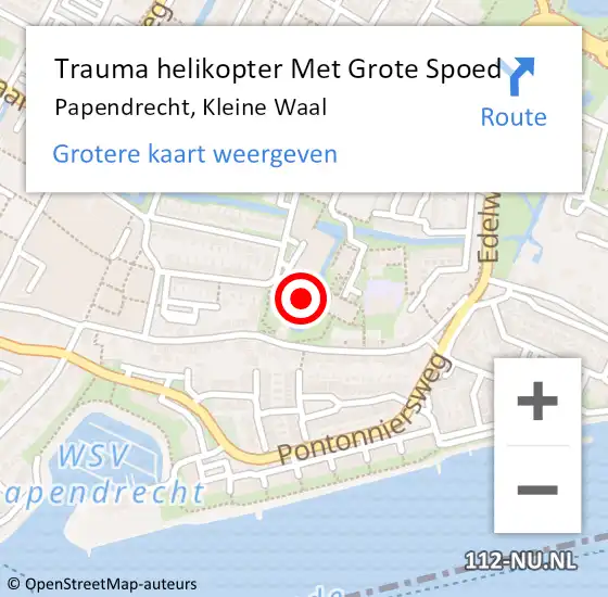 Locatie op kaart van de 112 melding: Trauma helikopter Met Grote Spoed Naar Papendrecht, Kleine Waal op 29 september 2024 12:56