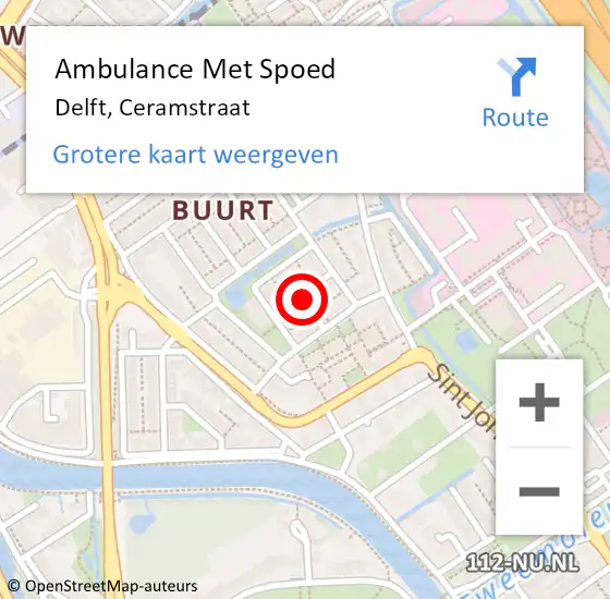 Locatie op kaart van de 112 melding: Ambulance Met Spoed Naar Delft, Ceramstraat op 29 september 2024 12:57