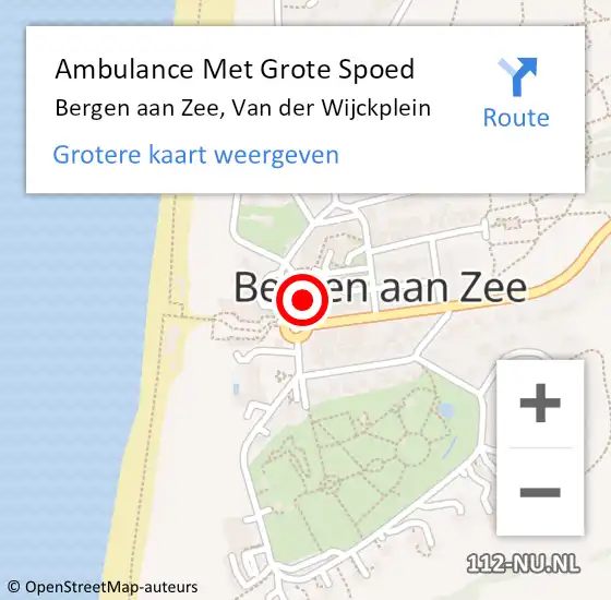 Locatie op kaart van de 112 melding: Ambulance Met Grote Spoed Naar Bergen aan Zee, Van der Wijckplein op 29 september 2024 13:09