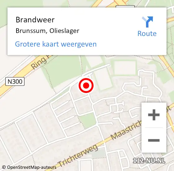 Locatie op kaart van de 112 melding: Brandweer Brunssum, Olieslager op 21 oktober 2014 17:45