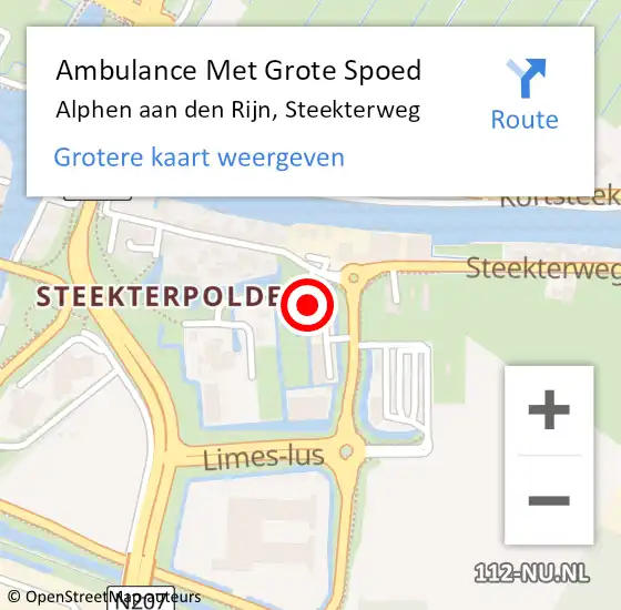 Locatie op kaart van de 112 melding: Ambulance Met Grote Spoed Naar Alphen aan den Rijn, Steekterweg op 29 september 2024 13:14