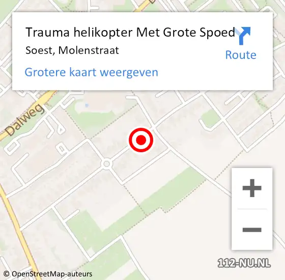 Locatie op kaart van de 112 melding: Trauma helikopter Met Grote Spoed Naar Soest, Molenstraat op 29 september 2024 13:16