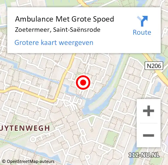 Locatie op kaart van de 112 melding: Ambulance Met Grote Spoed Naar Zoetermeer, Saint-Saënsrode op 29 september 2024 13:26