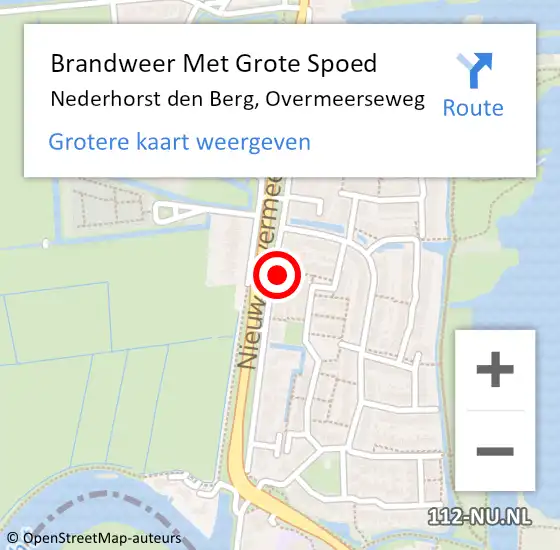 Locatie op kaart van de 112 melding: Brandweer Met Grote Spoed Naar Nederhorst den Berg, Overmeerseweg op 21 oktober 2014 17:48