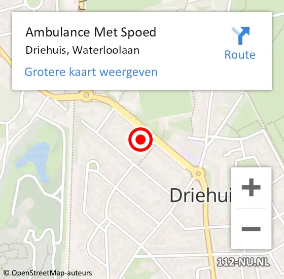 Locatie op kaart van de 112 melding: Ambulance Met Spoed Naar Driehuis, Waterloolaan op 29 september 2024 13:37