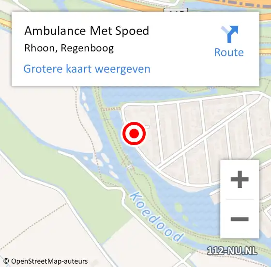 Locatie op kaart van de 112 melding: Ambulance Met Spoed Naar Rhoon, Regenboog op 29 september 2024 13:40