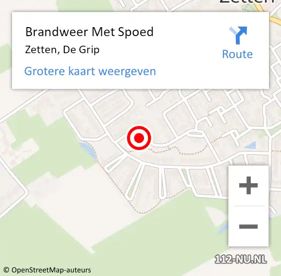 Locatie op kaart van de 112 melding: Brandweer Met Spoed Naar Zetten, De Grip op 29 september 2024 13:47