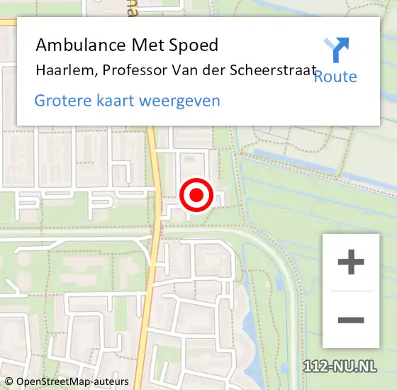 Locatie op kaart van de 112 melding: Ambulance Met Spoed Naar Haarlem, Professor Van der Scheerstraat op 29 september 2024 13:48