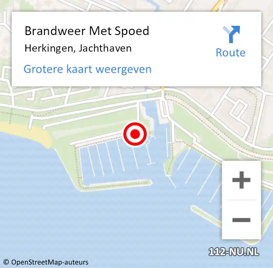 Locatie op kaart van de 112 melding: Brandweer Met Spoed Naar Herkingen, Jachthaven op 29 september 2024 13:52