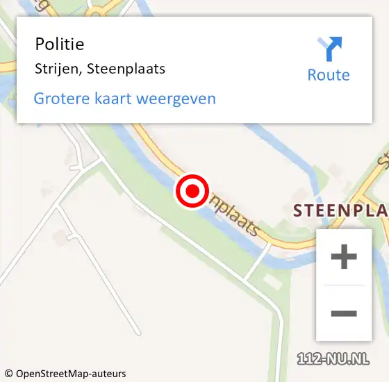 Locatie op kaart van de 112 melding: Politie Strijen, Steenplaats op 29 september 2024 13:56