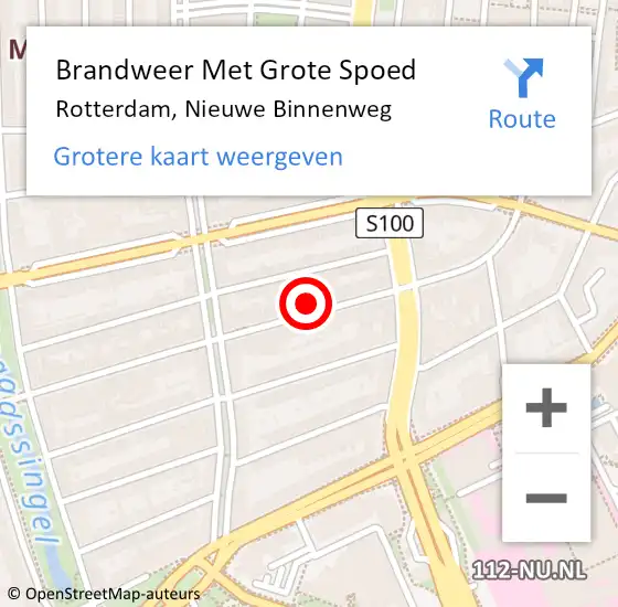 Locatie op kaart van de 112 melding: Brandweer Met Grote Spoed Naar Rotterdam, Nieuwe Binnenweg op 29 september 2024 13:57