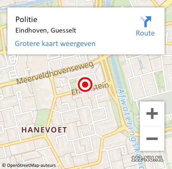 Locatie op kaart van de 112 melding: Politie Eindhoven, Guesselt op 29 september 2024 13:59