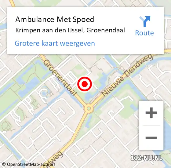 Locatie op kaart van de 112 melding: Ambulance Met Spoed Naar Krimpen aan den IJssel, Groenendaal op 29 september 2024 14:07